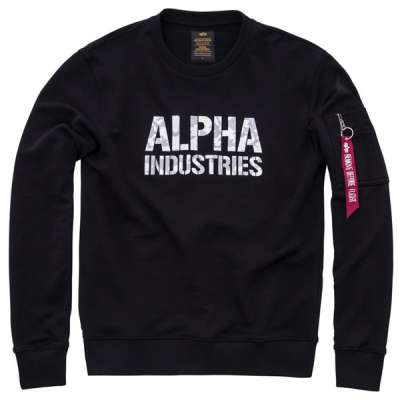 Férfi pulóver Alpha Industries Camo Print Sweat Black