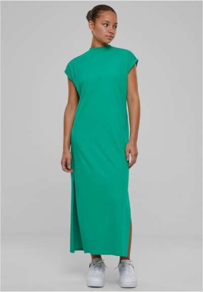 Urban Classics Ladies Long Extended Shoulder Dress ferngreen
