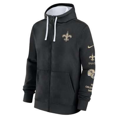 Nike Men's NFL Nike Cotton Full-Zip Fleece Hoodie New Orlean Saints black/white