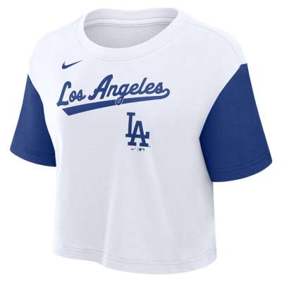 Nike MLB Script Crop Tee Los Angeles Dodgers white