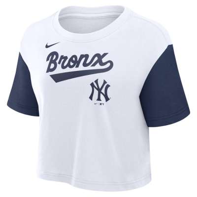Nike MLB Script Crop Tee New York Yankees white
