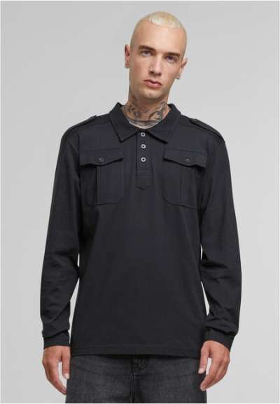 Brandit Jersey Poloshirt Willis longsleeve black