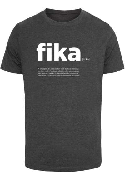 Mr. Tee Fika Definition T-Shirt Round Neck charcoal