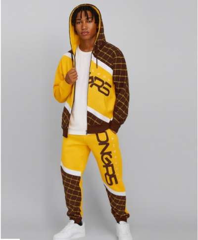 Melegíto set Dangerous DNGRS Woody Sweatsuit Brown Yellow
