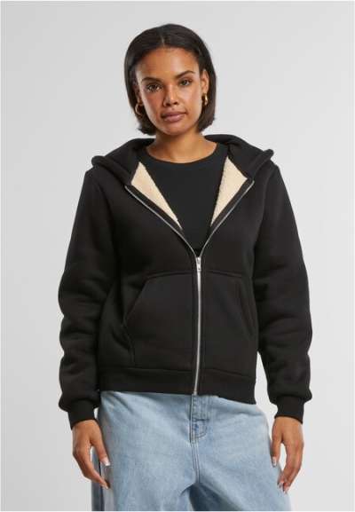 Urban Classics Ladies Bonded Sherpa Zip Hoody black