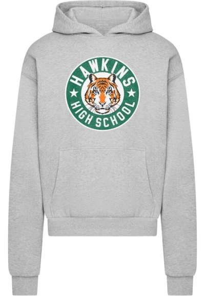 Mr. Tee Stranger Things Hawkins Tigers Heavy Oversize Hoody grey