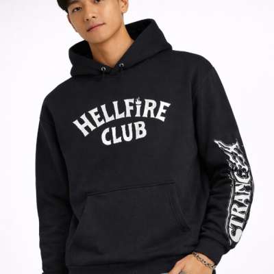 Mr. Tee Stranger Things Hellfire Club Fluffy Hoody black