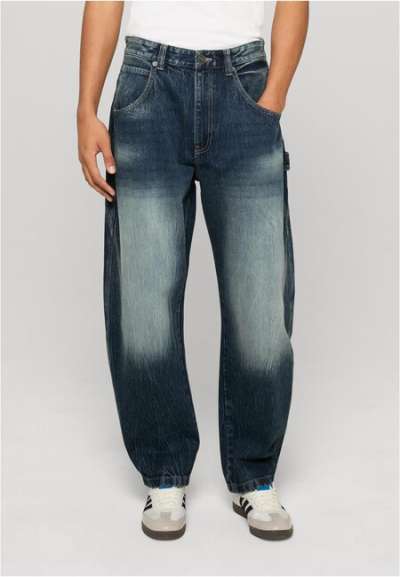 Urban Classics Heavy Baloon Jeans dark blue marble washed