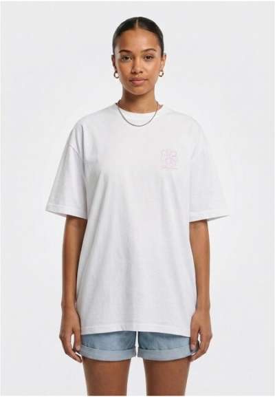 Ladies Urban Classics Flower Logo Loose Tee white