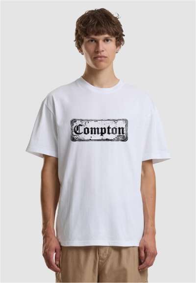 Mr. Tee Compton License Plate Oversize Tee white
