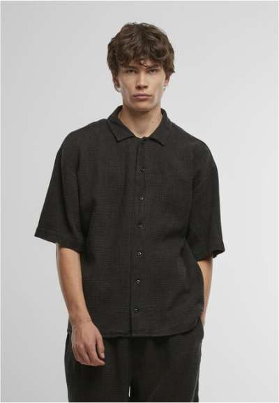 Urban Classics Acid Washed Musselin Shirt black