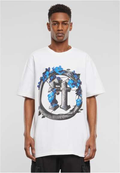 Urban Classics Faded Flowers Oversize Tee white