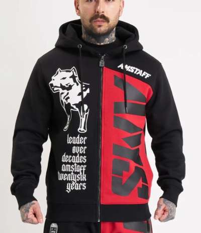 Amstaff Mavor Ziphoodie Black Red
