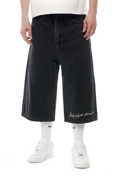 Mass Denim Ninety Eight Jeans Shorts extra baggy fit jorts black washed