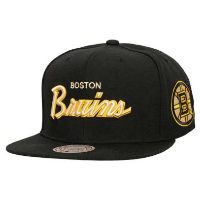 Mitchell & Ness NHL Cream Script Snapback Boston Bruins black