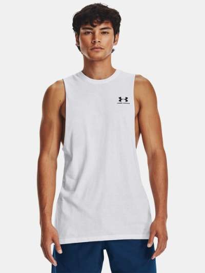 Under Armour UA LEFT CHEST CUT OFF TANK-WHT