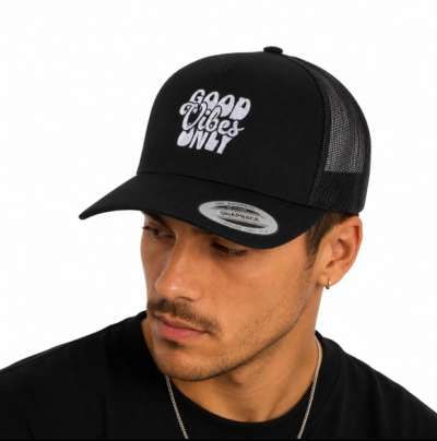 Mr. Tee Good Vibes Only 5-Panel Retro Trucker Cap black