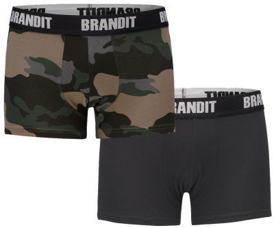 Brandit Boxer Shorts Logo 2 Pack darkcamo-black