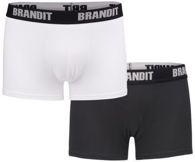 Brandit Boxer Shorts Logo 2 Pack white-black