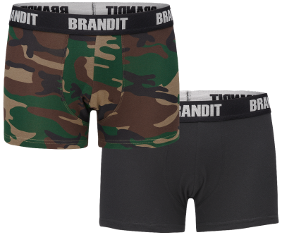 Brandit Boxer Shorts Logo 2 Pack woodland-black