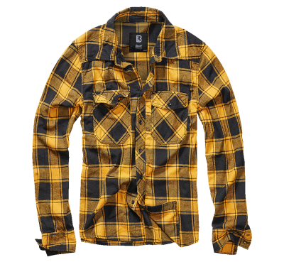 Brandit Check Shirt Long Sleeve black-yellow