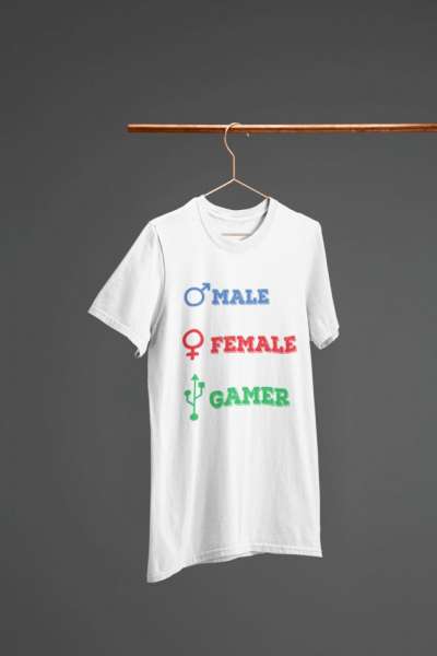 Male. Female. Gamer. fehér póló
