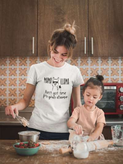 Mama llama- ain't got time fehér póló