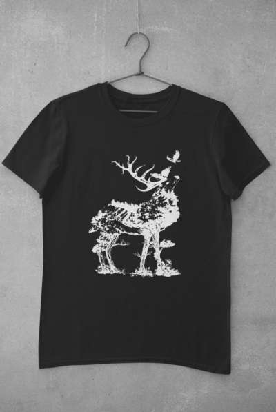 Ős szarvas fekete póló