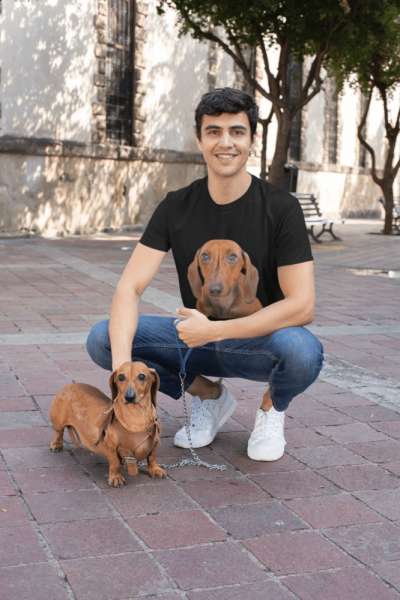 Tacskó portré fekete póló