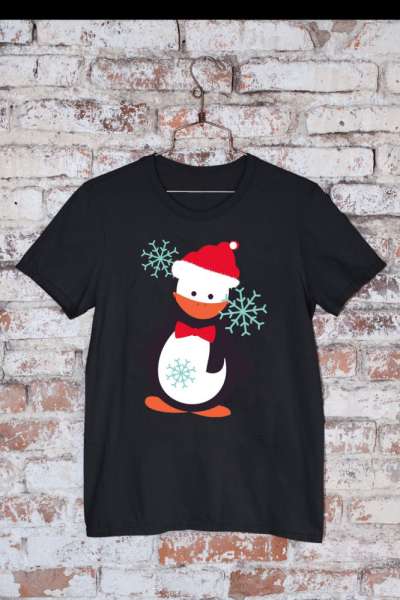 Mikulás sapis pingvin póló 1