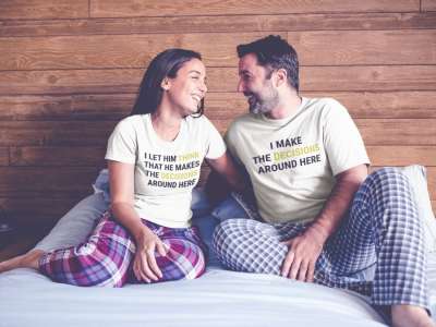 I make the decisions páros póló - fehér színben