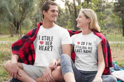 I stole her heart páros póló - fehér színben