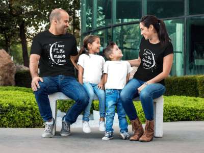 I love you to the Moon & back páros póló - fekete színben