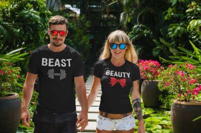 Beauty and the Beast páros póló - fekete színben 2