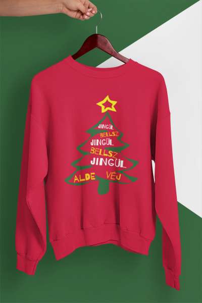 Karácsonyi pulóver piros - Jingle Bells