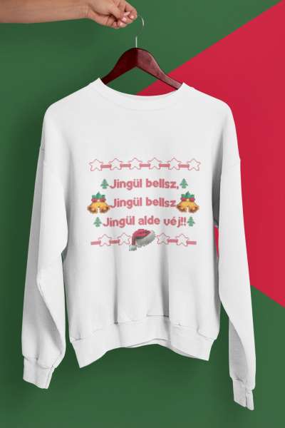 Karácsonyi pulóver fehér - Jingle Bells kötött