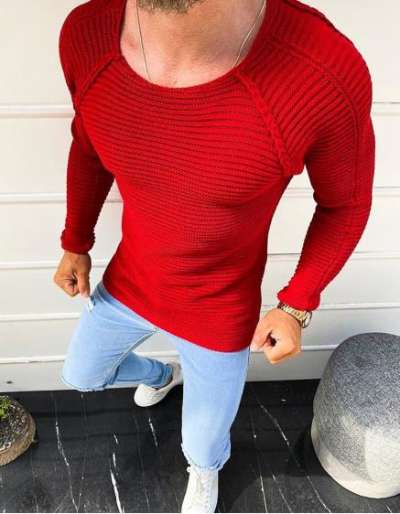 Férfi oversized pulóver piros