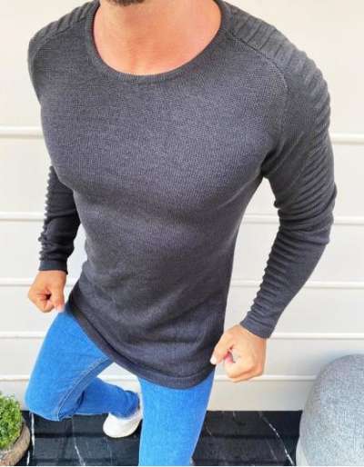 Férfi teljes hosszúságú pulóver antracit színben