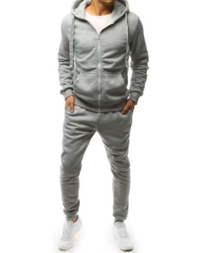 Férfi sportruha cipzárral, szürke, nyomtatás nélkül