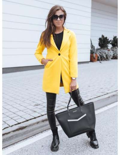 Női elegáns gombos kabát LUGI sárga