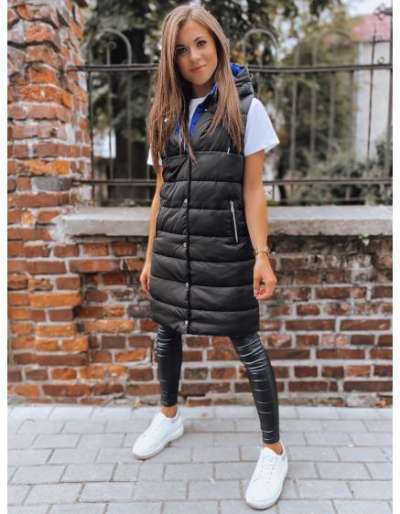 Női steppelt kapucnis mellény CHESTER fekete