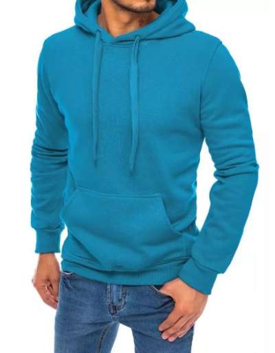 Férfi szabadidős kapucnis pulóver DEL világoskék