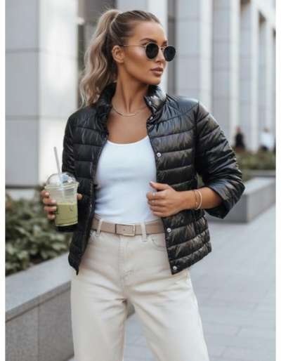 Női fordítható steppelt kabát FLORIS fekete