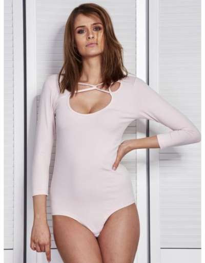 Női bodysuit díszes nyakkivágással DIA világos rózsaszínű