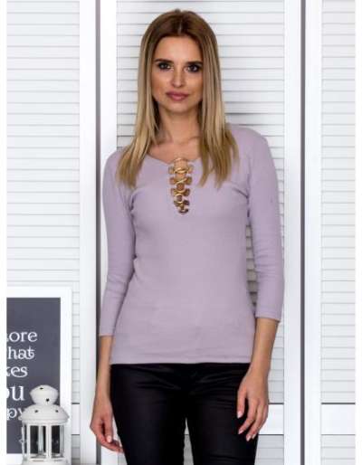 Női blúz dekoratív gyűrűkkel LOLA bézs színű