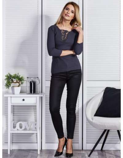 Női csipkés blúz DARA sötétszürke