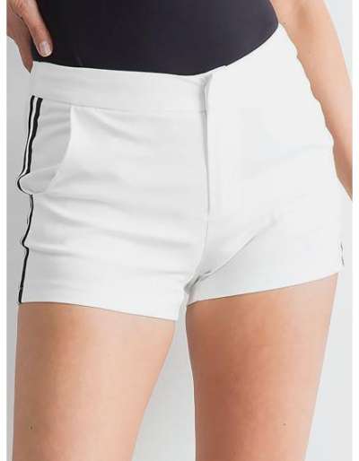 Női csíkos rövidnadrág LINES ekrü színű