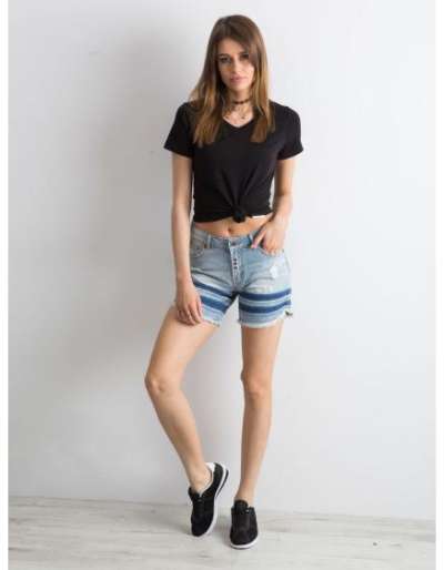 Női farmer rövidnadrág kopottas EFE kék