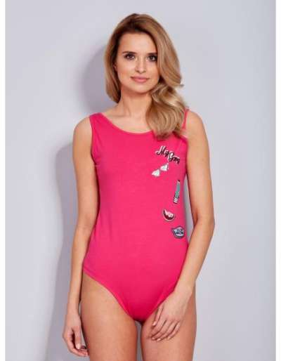 Női foltos pamut bodysuit GREA málna piros