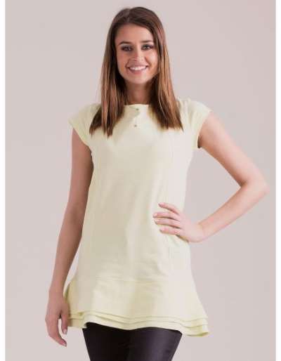 Női tunika réteges fodrokkal JENA élénk sárga